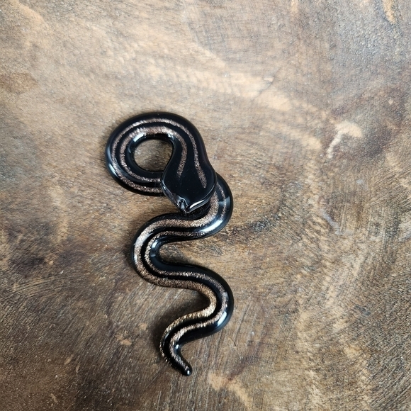 Glass Snake Pendant Black & Shimmery Bronze - Picture 1 of 4